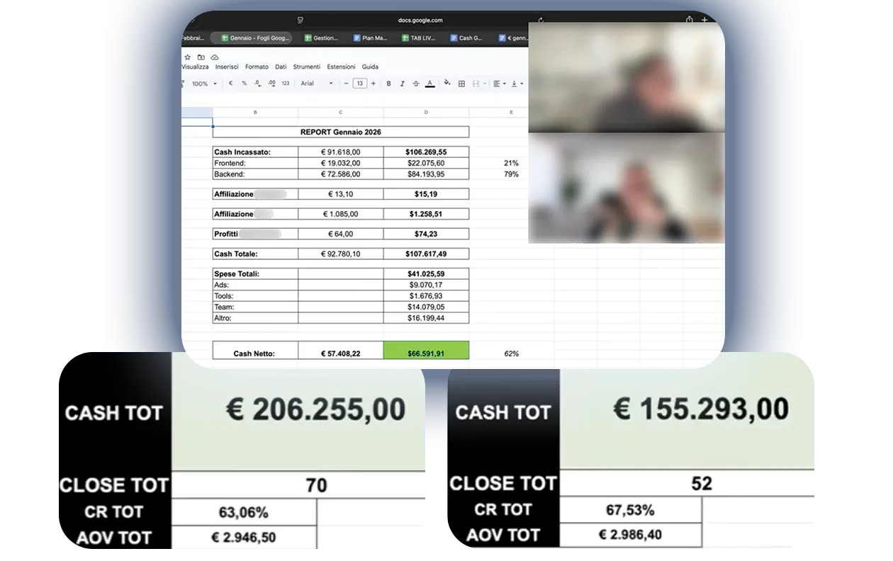 Screenshot CRM / risultati